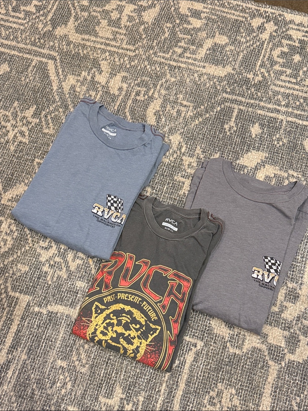 RVCA Men's Short Sleeve Tees - Blue, Charcoal, Gray